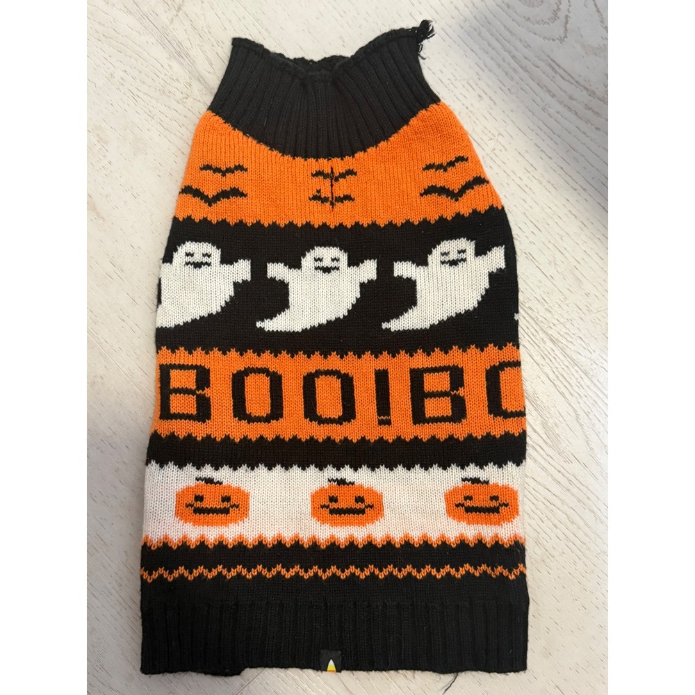 Thread Collective Halloween Dog Sweater Medium Orange Excellent Ghosts Pumpkins
